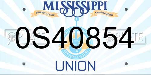 0S40854 Mississippi License Plate