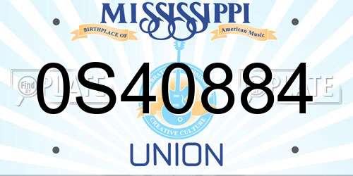 0S40884 Mississippi License Plate