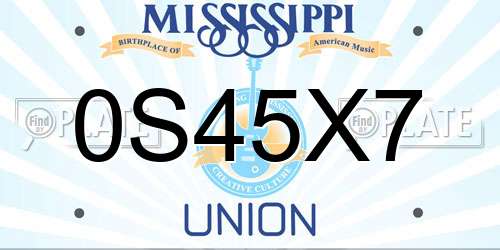 0S45X7 Mississippi License Plate