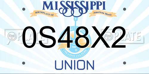 0S48X2 Mississippi License Plate