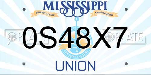 0S48X7 Mississippi License Plate