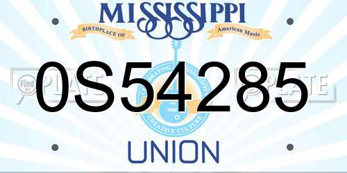 0S54285 Mississippi License Plate