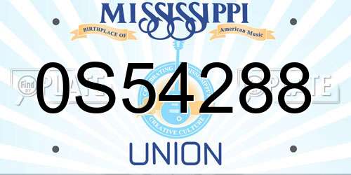 0S54288 Mississippi License Plate
