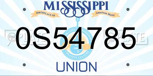 0S54785 Mississippi License Plate