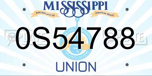 0S54788 Mississippi License Plate