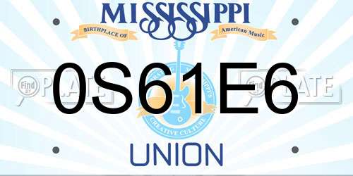 0S61E6 Mississippi License Plate