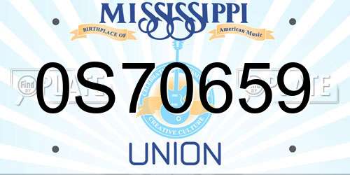 0S70659 Mississippi License Plate