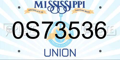 0S73536 Mississippi License Plate
