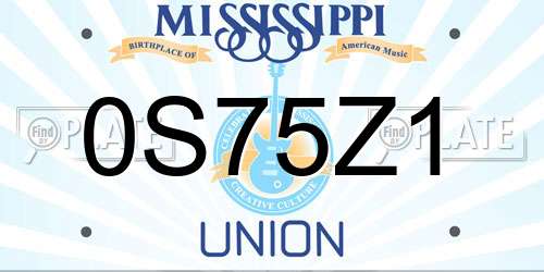 0S75Z1 Mississippi License Plate