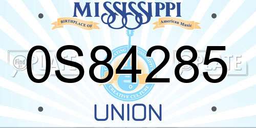 0S84285 Mississippi License Plate