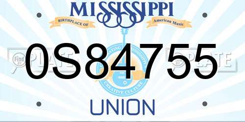 0S84755 Mississippi License Plate