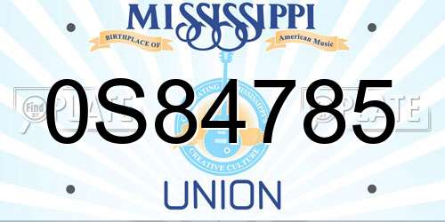 0S84785 Mississippi License Plate
