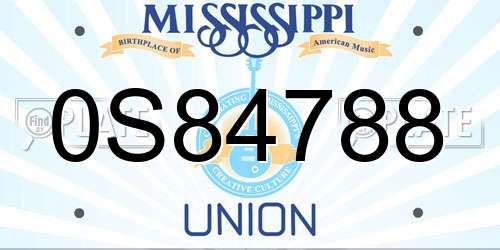 0S84788 Mississippi License Plate