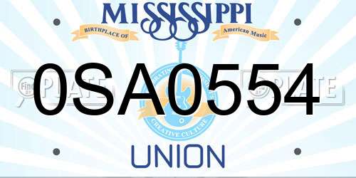 0SA0554 Mississippi License Plate