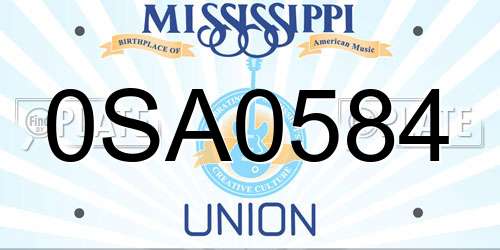 0SA0584 Mississippi License Plate