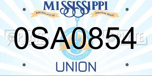 0SA0854 Mississippi License Plate
