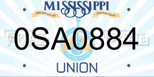 0SA0884 Mississippi License Plate