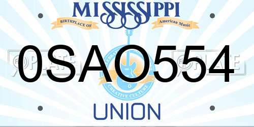 0SAO554 Mississippi License Plate