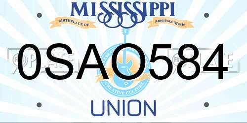 0SAO584 Mississippi License Plate