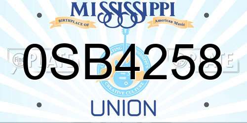 0SB4258 Mississippi License Plate