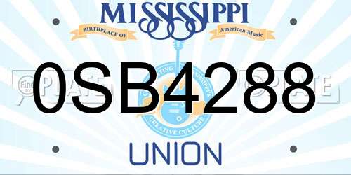 0SB4288 Mississippi License Plate