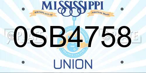 0SB4758 Mississippi License Plate