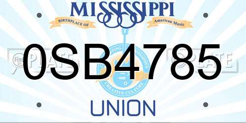 0SB4785 Mississippi License Plate