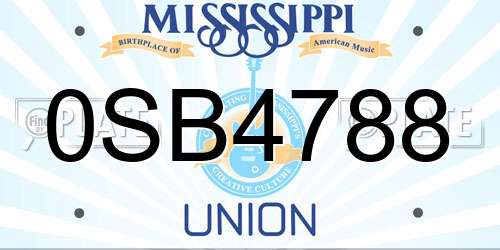 0SB4788 Mississippi License Plate