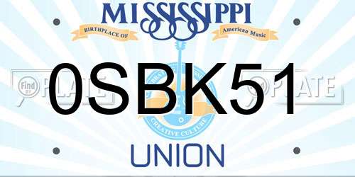 0SBK51 Mississippi License Plate