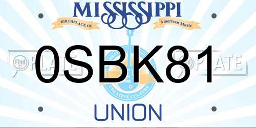 0SBK81 Mississippi License Plate