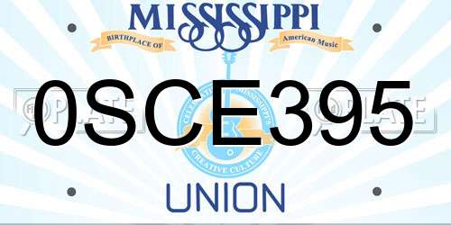 0SCE395 Mississippi License Plate