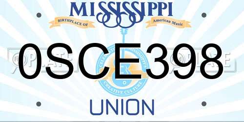 0SCE398 Mississippi License Plate