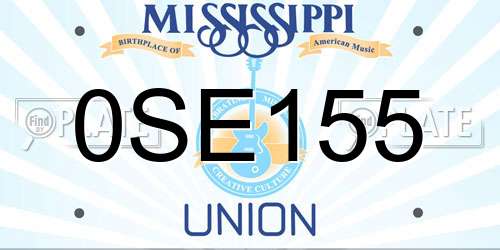 0SE155 Mississippi License Plate