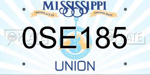 0SE185 Mississippi License Plate