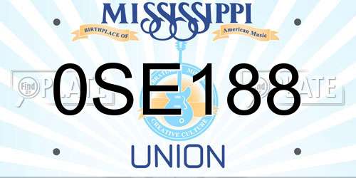 0SE188 Mississippi License Plate