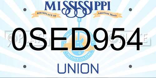 0SED954 Mississippi License Plate