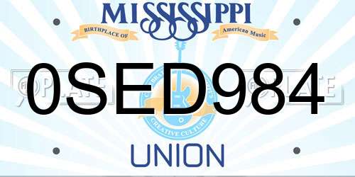 0SED984 Mississippi License Plate