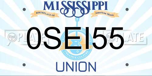 0SEI55 Mississippi License Plate