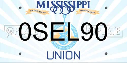 0SEL90 Mississippi License Plate