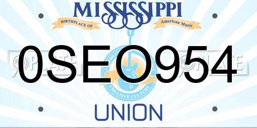 0SEO954 Mississippi License Plate