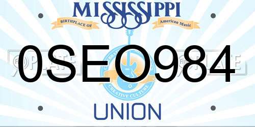 0SEO984 Mississippi License Plate