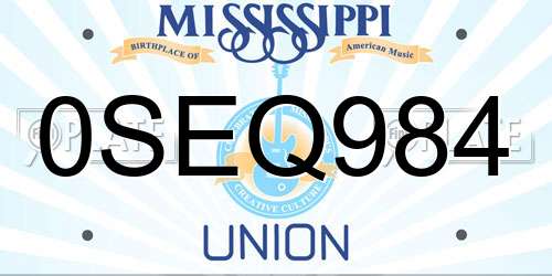 0SEQ984 Mississippi License Plate