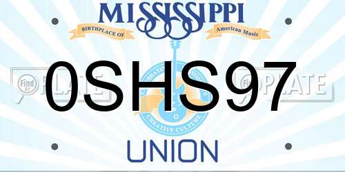 0SHS97 Mississippi License Plate