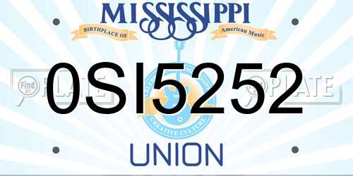 0SI5252 Mississippi License Plate