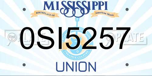 0SI5257 Mississippi License Plate