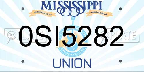 0SI5282 Mississippi License Plate