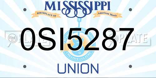 0SI5287 Mississippi License Plate
