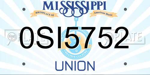 0SI5752 Mississippi License Plate