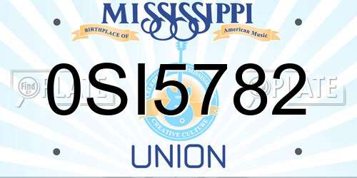 0SI5782 Mississippi License Plate