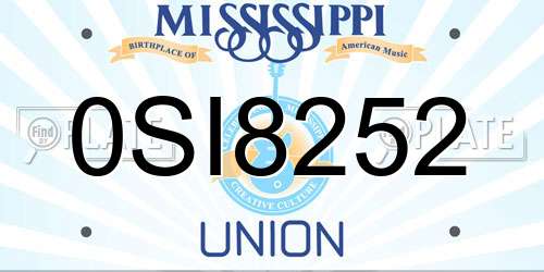 0SI8252 Mississippi License Plate